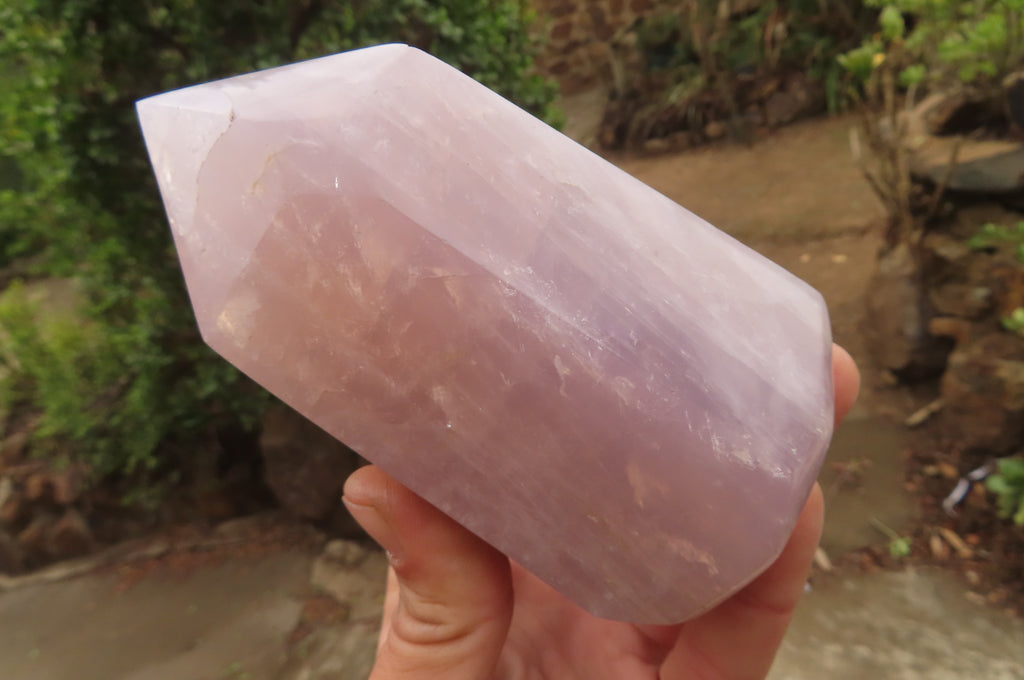 Polished Rose Quartz Point-Prisms x 2 From Madagascar - Toprock Gemstones and Minerals 