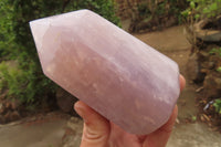 Polished Rose Quartz Point-Prisms x 2 From Madagascar - Toprock Gemstones and Minerals 