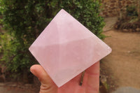 Polished Rose Quartz Pyramids x 3 From Madagascar