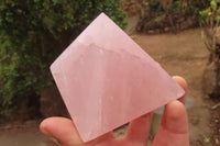 Polished Rose Quartz Pyramids x 3 From Madagascar