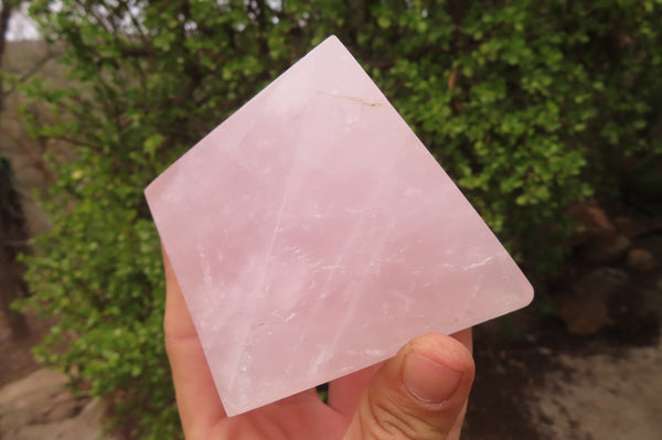Polished Rose Quartz Pyramids x 3 From Madagascar