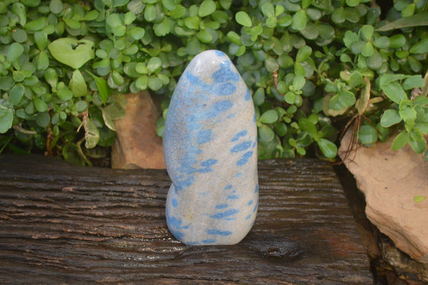 Polished Blue Spinel Spotted Quartz Standing Free Form x 1 From Madagascar - Toprock Gemstones and Minerals 
