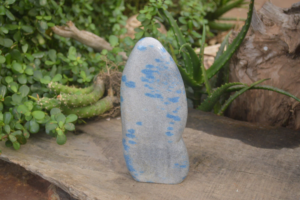 Polished Blue Spinel Spotted Quartz Standing Free Form x 1 From Madagascar - Toprock Gemstones and Minerals 