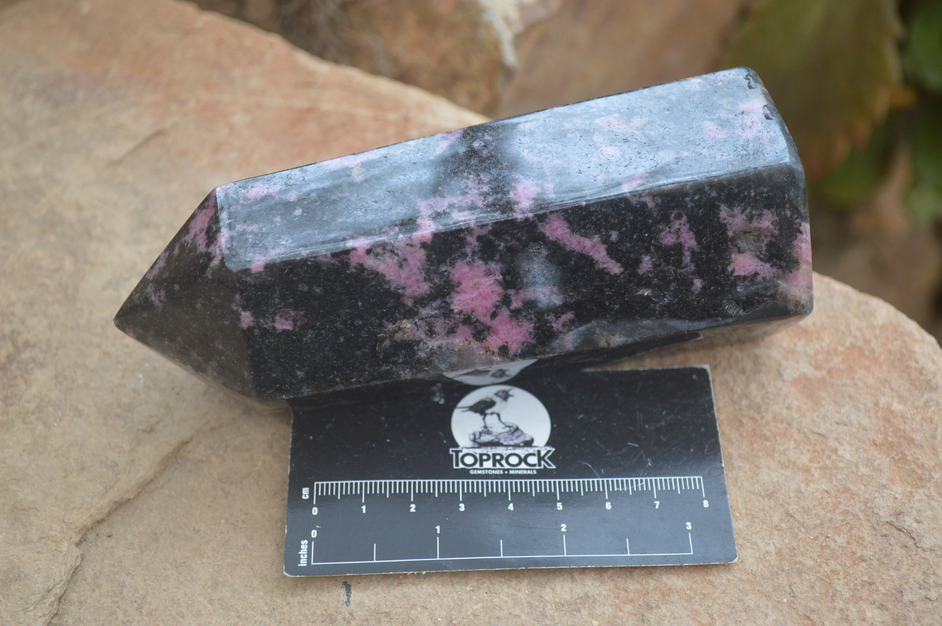 Polished Rhodonite Point-Prisms x 3 From Ambindavato, Madagascar - Toprock Gemstones and Minerals 