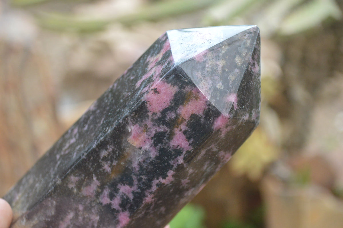Polished Rhodonite Point-Prisms x 3 From Ambindavato, Madagascar - Toprock Gemstones and Minerals 