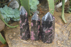 Polished Rhodonite Point-Prisms x 3 From Ambindavato, Madagascar - Toprock Gemstones and Minerals 