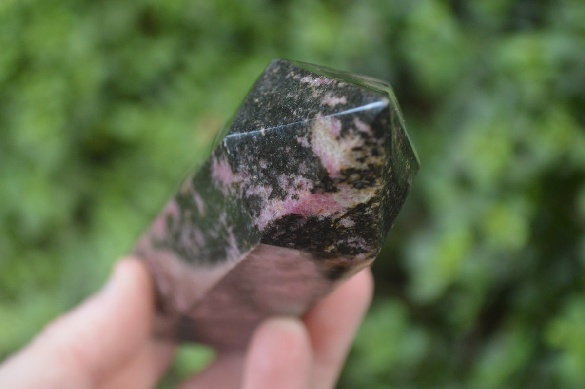 Polished Rhodonite Point-Prisms x 3 From Ambindavato, Madagascar - Toprock Gemstones and Minerals 
