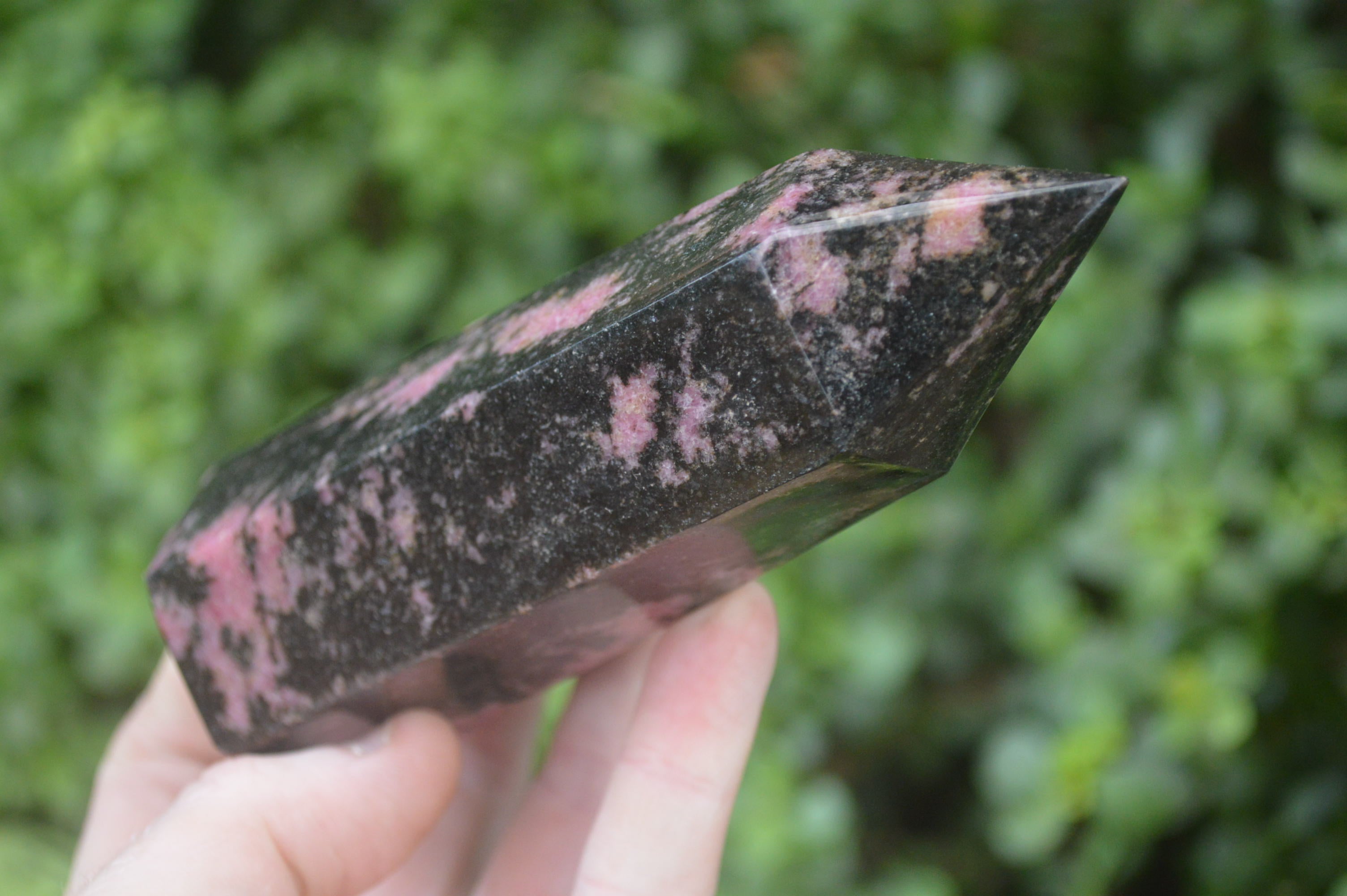 Polished Rhodonite Point-Prisms x 3 From Ambindavato, Madagascar - Toprock Gemstones and Minerals 