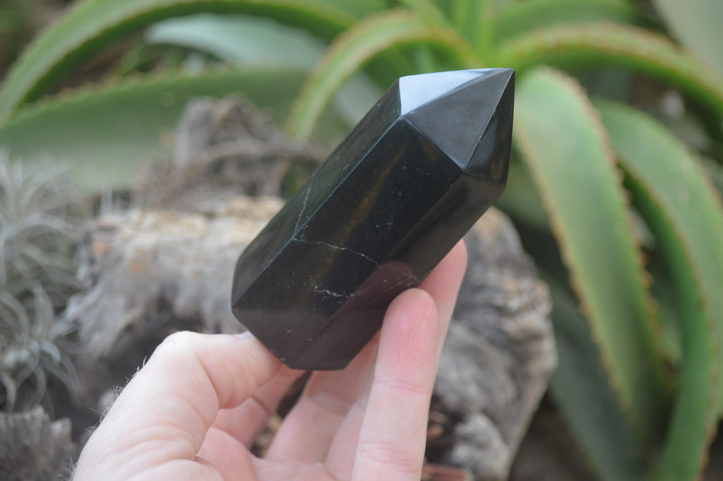 Polished Black Basalt Point-Prisms x 6 From Antsirabe, Madagascar - Toprock Gemstones and Minerals 
