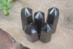 Polished Black Basalt Point-Prisms x 6 From Antsirabe, Madagascar - Toprock Gemstones and Minerals 