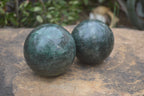 Polished Green Fuchsite Quartz Sphere-Balls x 2 From Madagascar - Toprock Gemstones and Minerals 