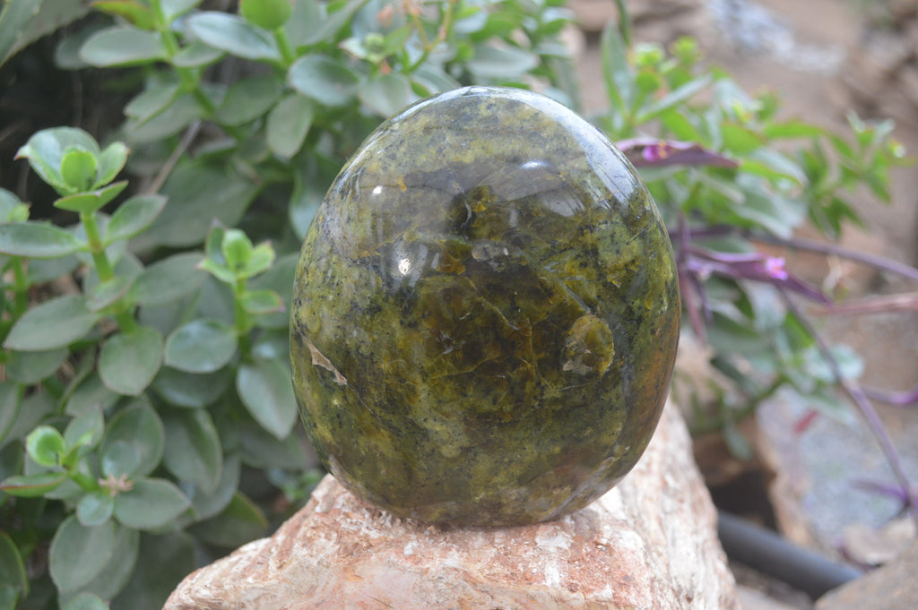 Polished Green Opal Standing Free Forms x 2 From Antsirabe, Madagascar - Toprock Gemstones and Minerals 