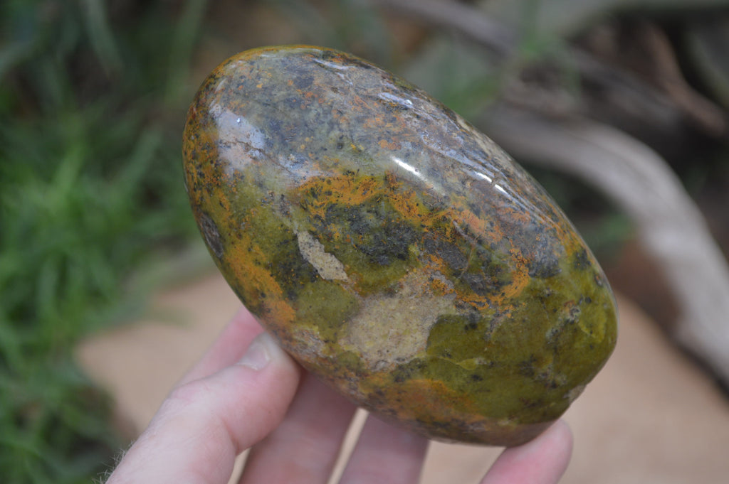 Polished Green Opal Standing Free Forms x 2 From Antsirabe, Madagascar - Toprock Gemstones and Minerals 
