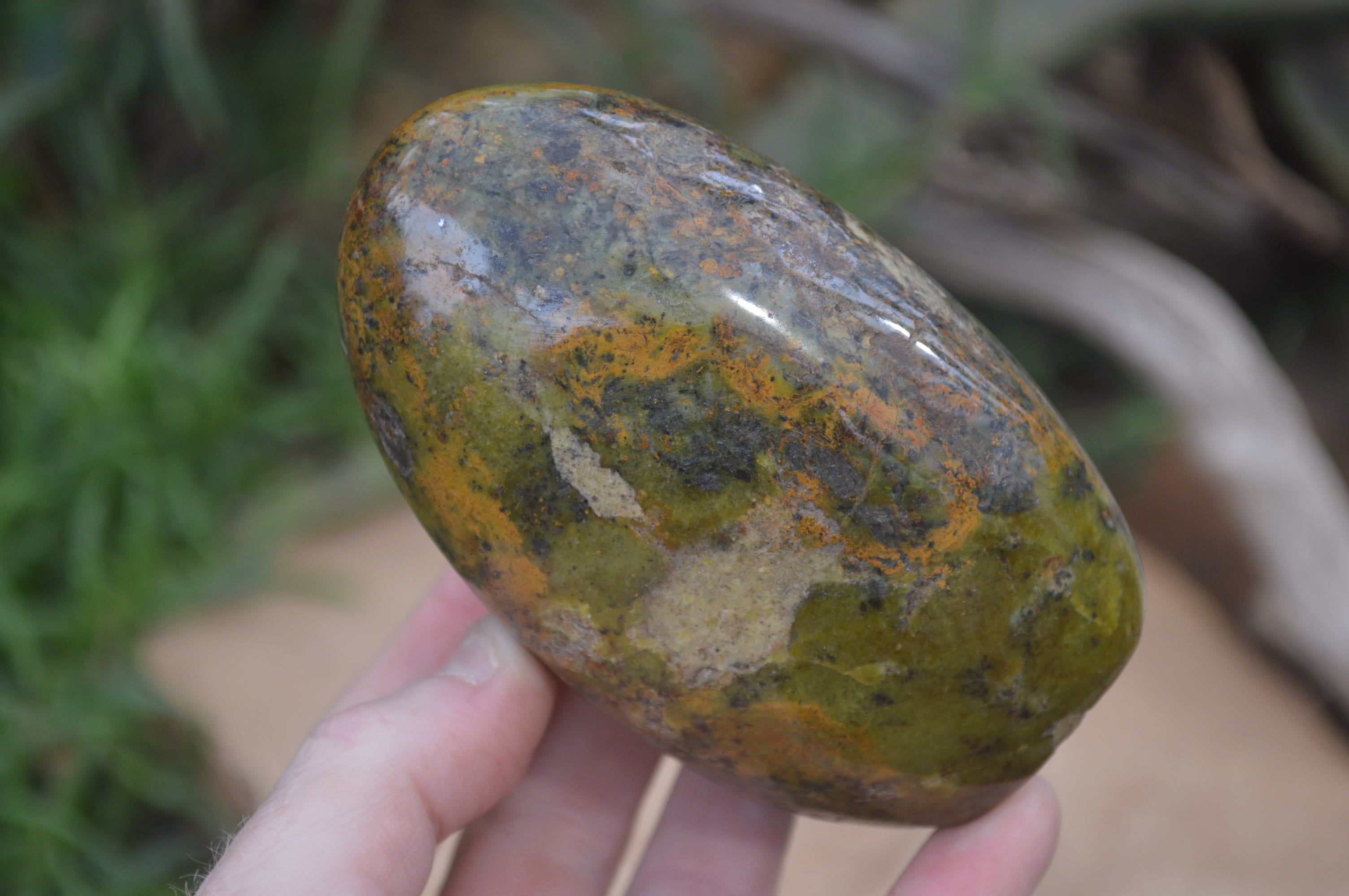 Polished Green Opal Standing Free Forms x 2 From Antsirabe, Madagascar - Toprock Gemstones and Minerals 