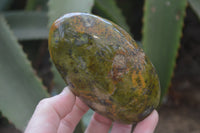 Polished Green Opal Standing Free Forms x 2 From Antsirabe, Madagascar - Toprock Gemstones and Minerals 