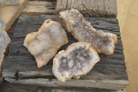 Natural Zululand Dark Amethyst Geodes x 3 from Jozini, South Africa - Toprock Gemstones and Minerals 