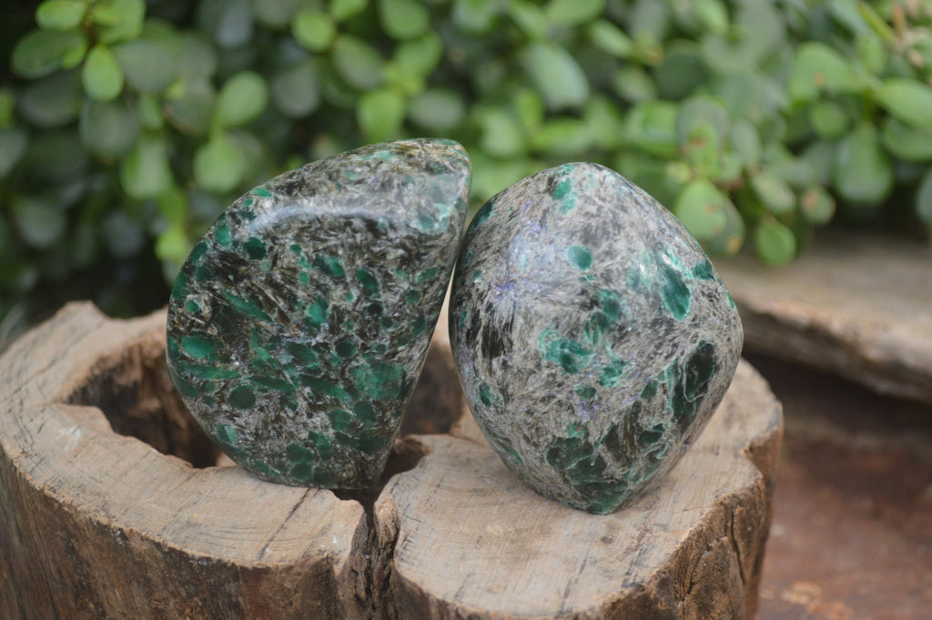 Polished Rare Emerald Mica In Matrix Standing Free Forms x 6 From Mutoko, Zimbabwe - Toprock Gemstones and Minerals 