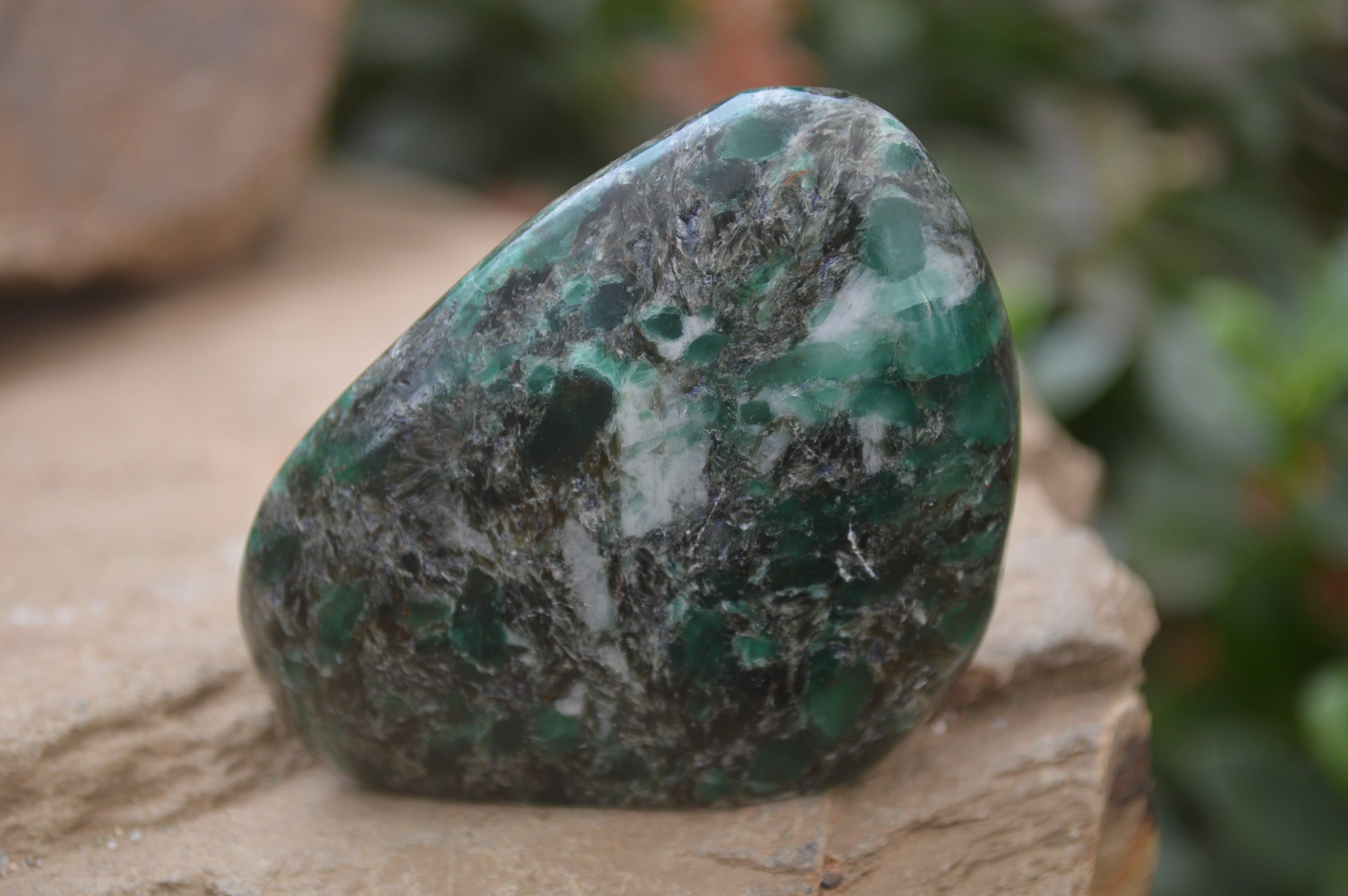 Polished Rare Emerald Mica In Matrix Standing Free Forms x 6 From Mutoko, Zimbabwe - Toprock Gemstones and Minerals 