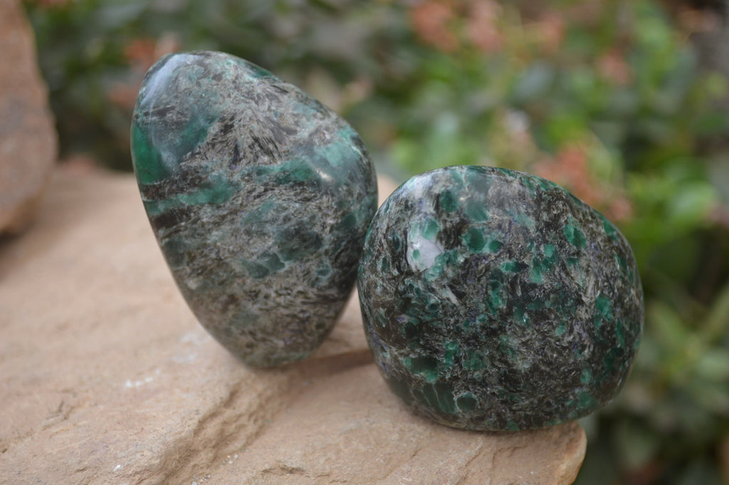 Polished Rare Emerald Mica In Matrix Standing Free Forms x 6 From Mutoko, Zimbabwe - Toprock Gemstones and Minerals 