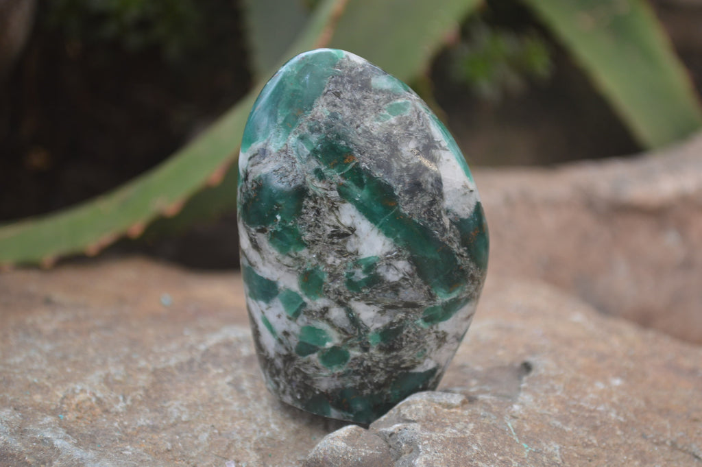 Polished Rare Emerald Mica In Matrix Standing Free Forms x 6 From Mutoko, Zimbabwe - Toprock Gemstones and Minerals 