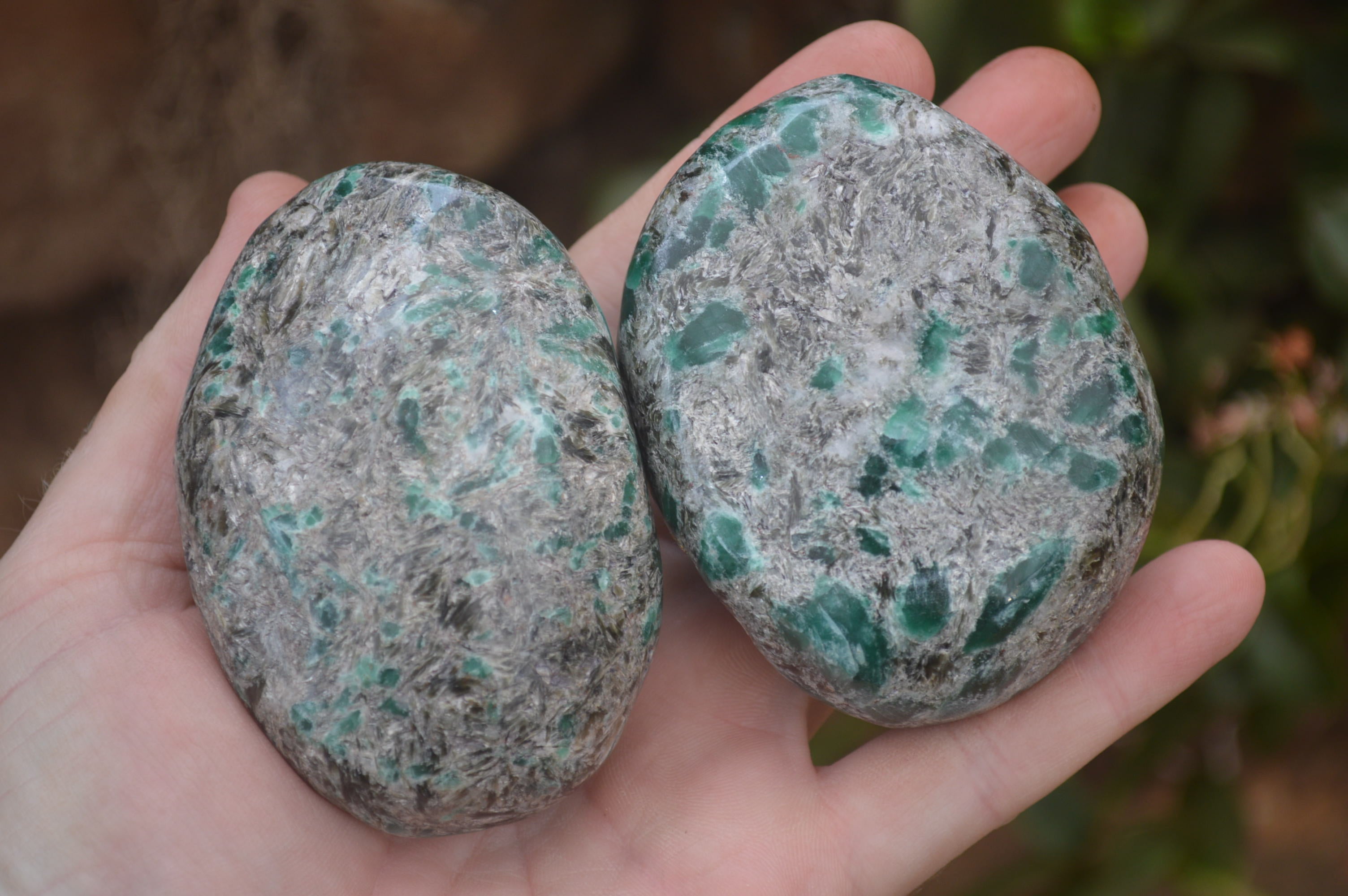 Polished Rare Emerald Mica In Matrix Free Forms x 6 From Mutoko, Zimbabwe - Toprock Gemstones and Minerals 