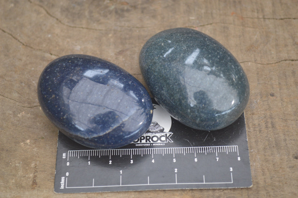 Polished Lazulite Galet-Palm Stones x 20 From Madagascar - Toprock Gemstones and Minerals 
