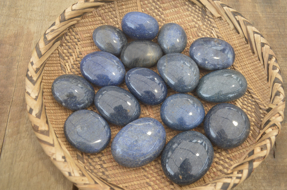 Polished Lazulite Galet-Palm Stones x 20 From Madagascar - Toprock Gemstones and Minerals 
