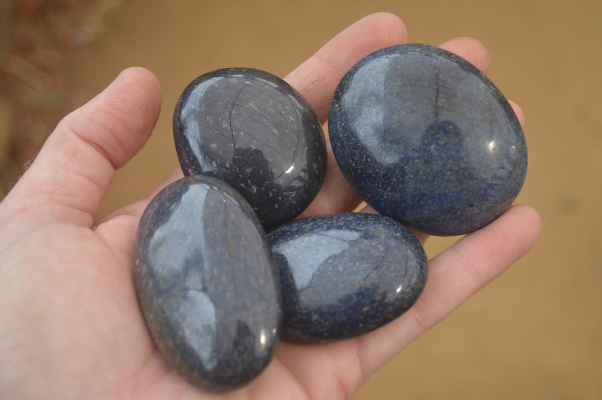 Polished Lazulite Galet-Palm Stones x 20 From Madagascar - Toprock Gemstones and Minerals 