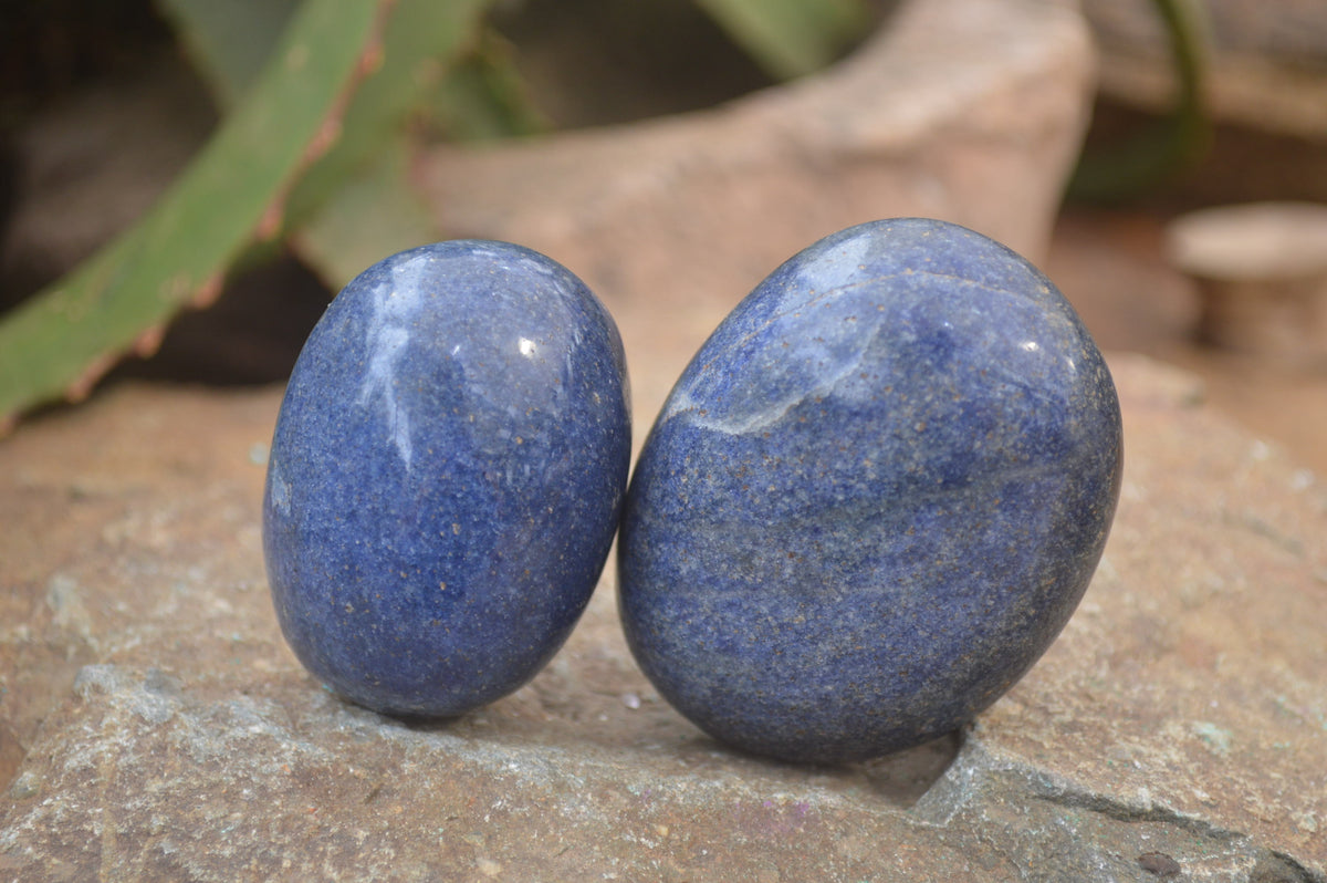 Polished Lazulite Galet-Palm Stones x 20 From Madagascar - Toprock Gemstones and Minerals 