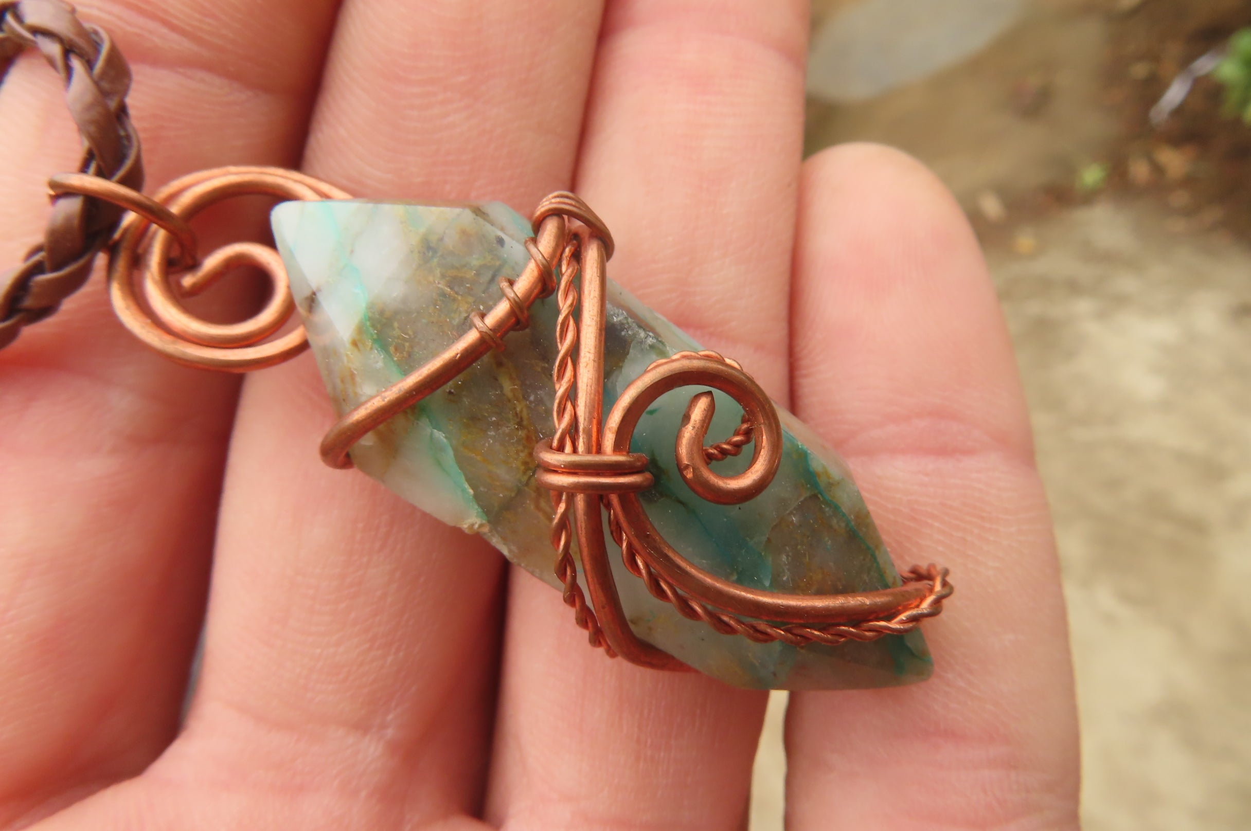 Polished Mixed Copper Wire Wrapped Pendants x 6 From South Africa - Toprock Gemstones and Minerals 