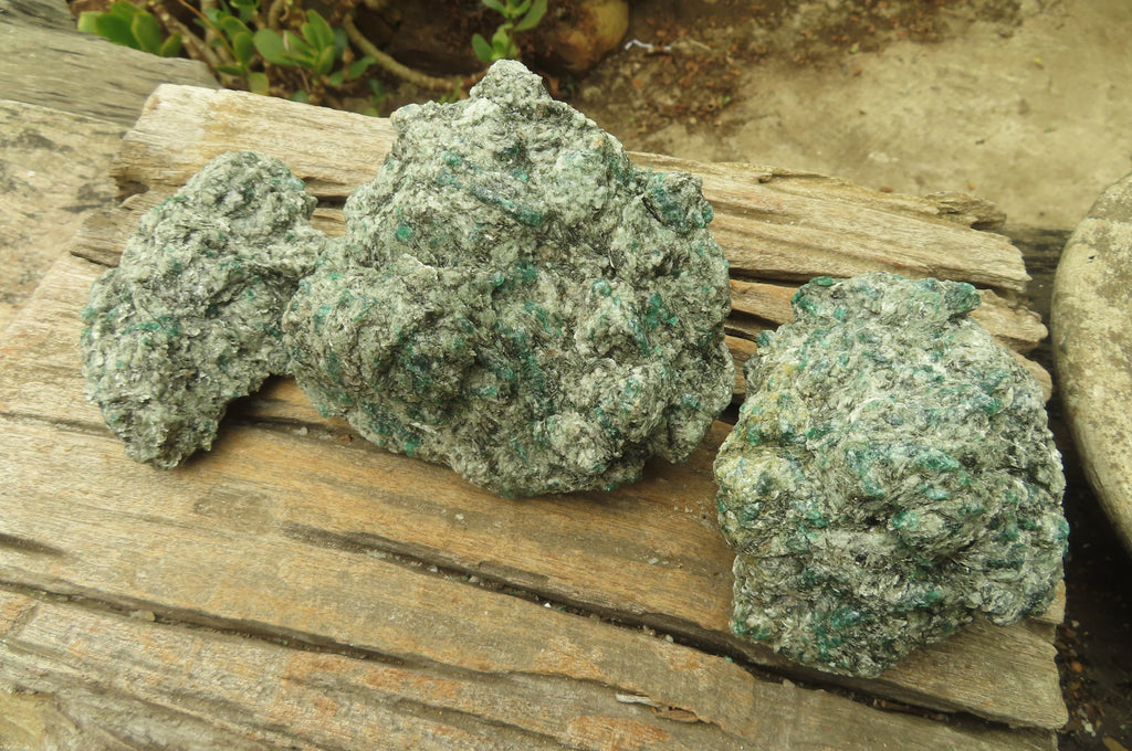 Natural Rare Emerald Mica In Matrix Cobbed Specimens x 3 From Mutoko, Zimbabwe - Toprock Gemstones and Minerals 