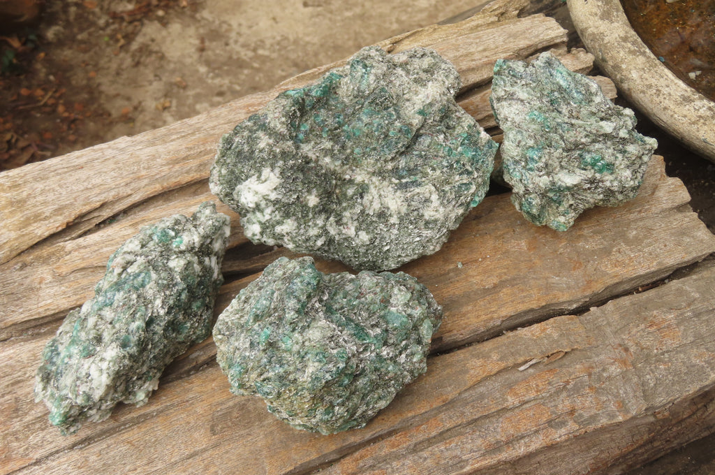 Natural Rare Emerald Mica In Matrix Cobbed Specimens x 4 From Mutoko, Zimbabwe - Toprock Gemstones and Minerals 