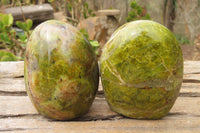 Polished Green Opal Standing Free Forms x 6 From Antsirabe, Madagascar - Toprock Gemstones and Minerals 
