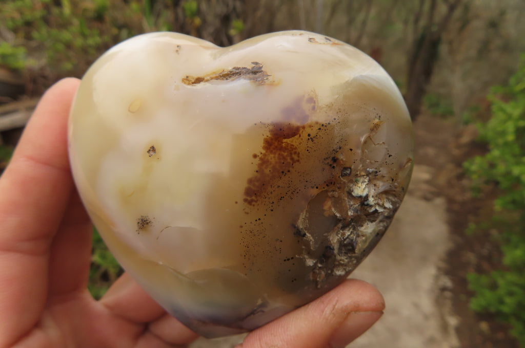 Polished Banded Agate Hearts x 6 From Madagascar - Toprock Gemstones and Minerals 