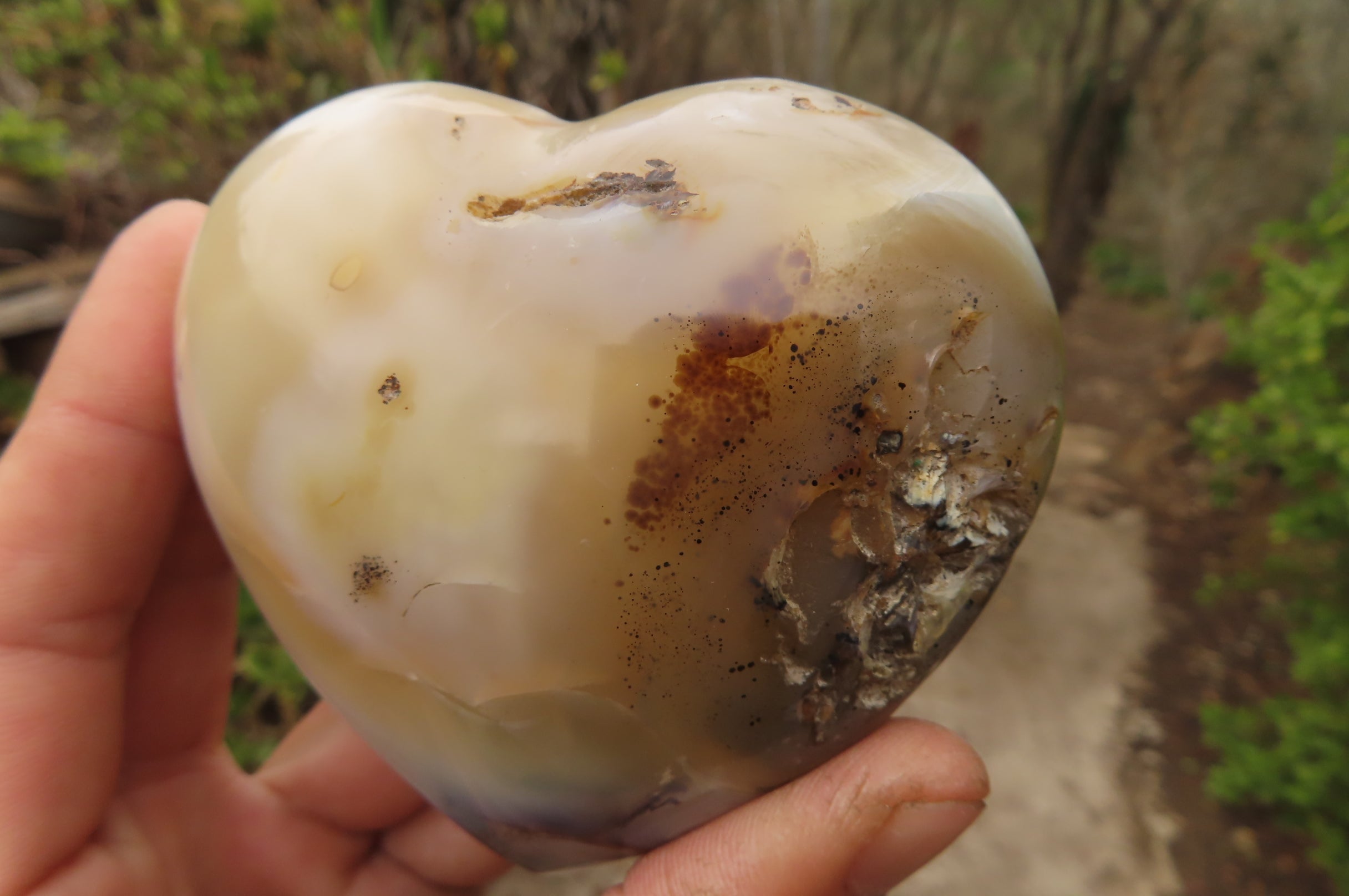 Polished Banded Agate Hearts x 6 From Madagascar - Toprock Gemstones and Minerals 