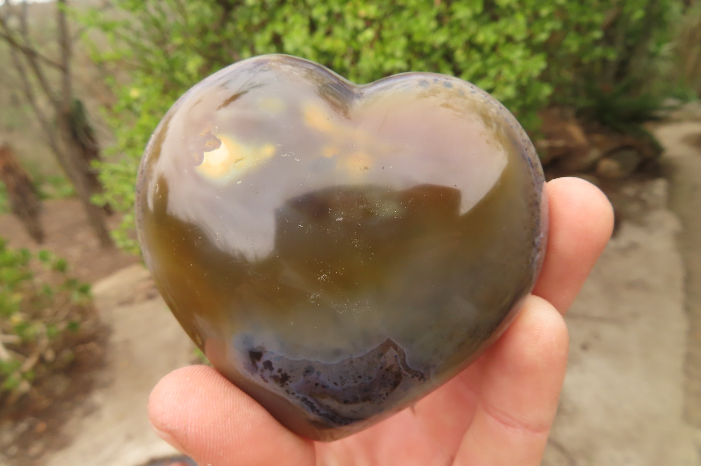 Polished Banded Agate Hearts x 6 From Madagascar - Toprock Gemstones and Minerals 