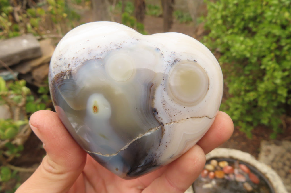 Polished Banded Agate Hearts x 6 From Madagascar - Toprock Gemstones and Minerals 