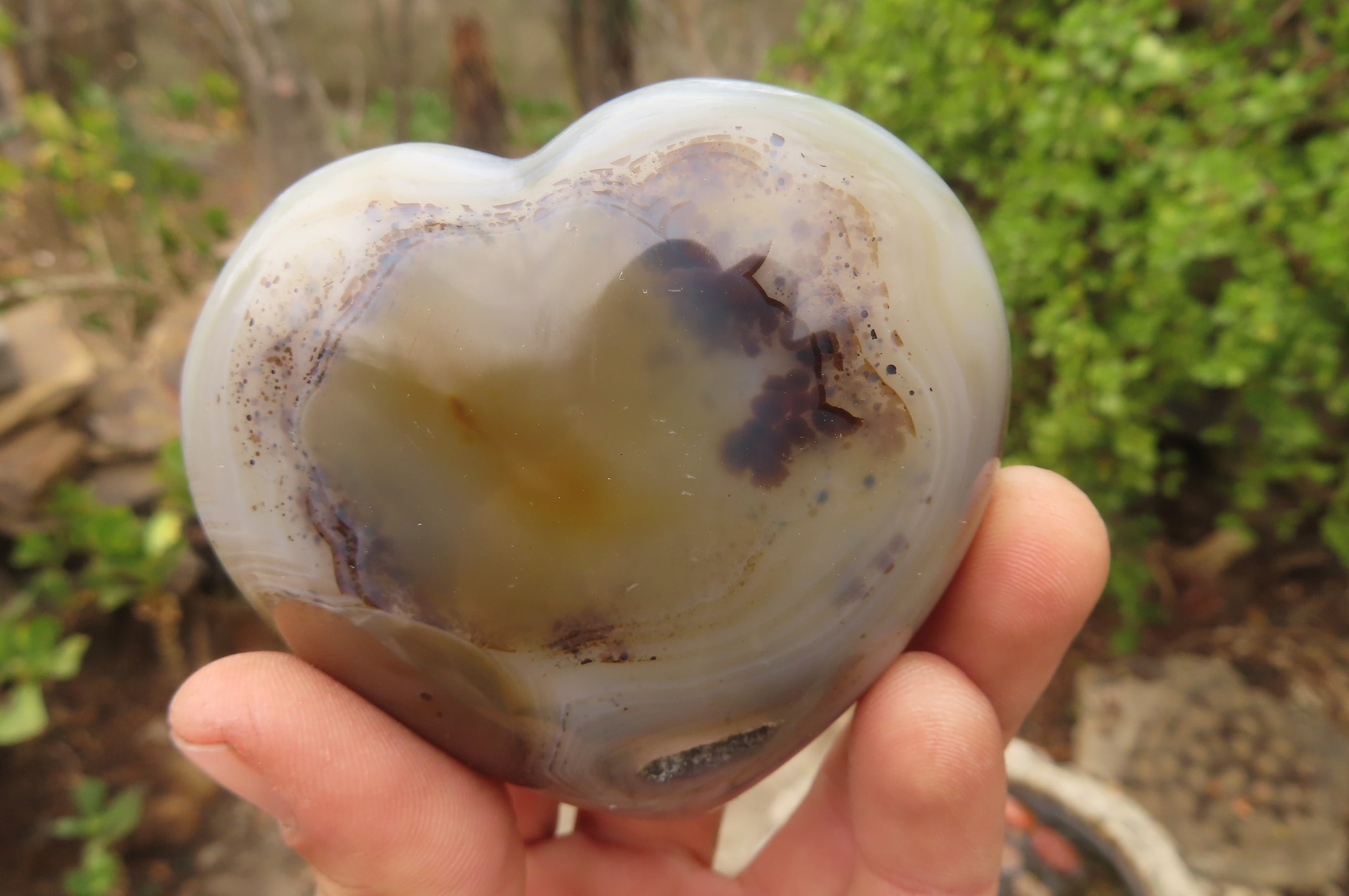Polished Banded Agate Hearts x 6 From Madagascar - Toprock Gemstones and Minerals 