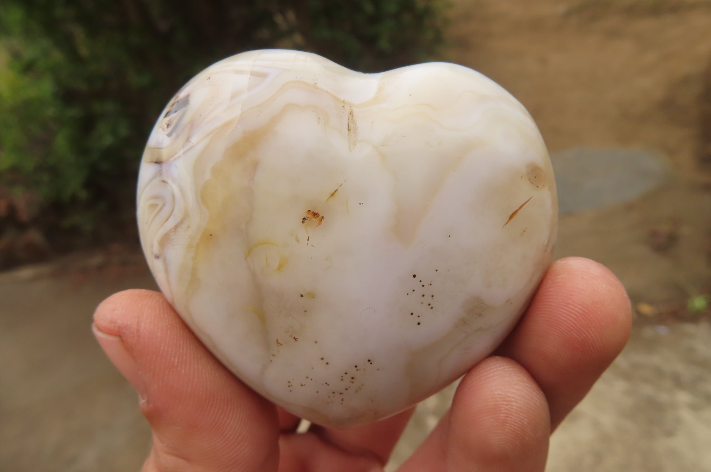 Polished Banded Agate Hearts x 6 From Madagascar - Toprock Gemstones and Minerals 