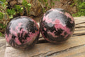 Polished Rhodonite Sphere-Ball x 2 From Ambindavato, Madagascar - Toprock Gemstones and Minerals 