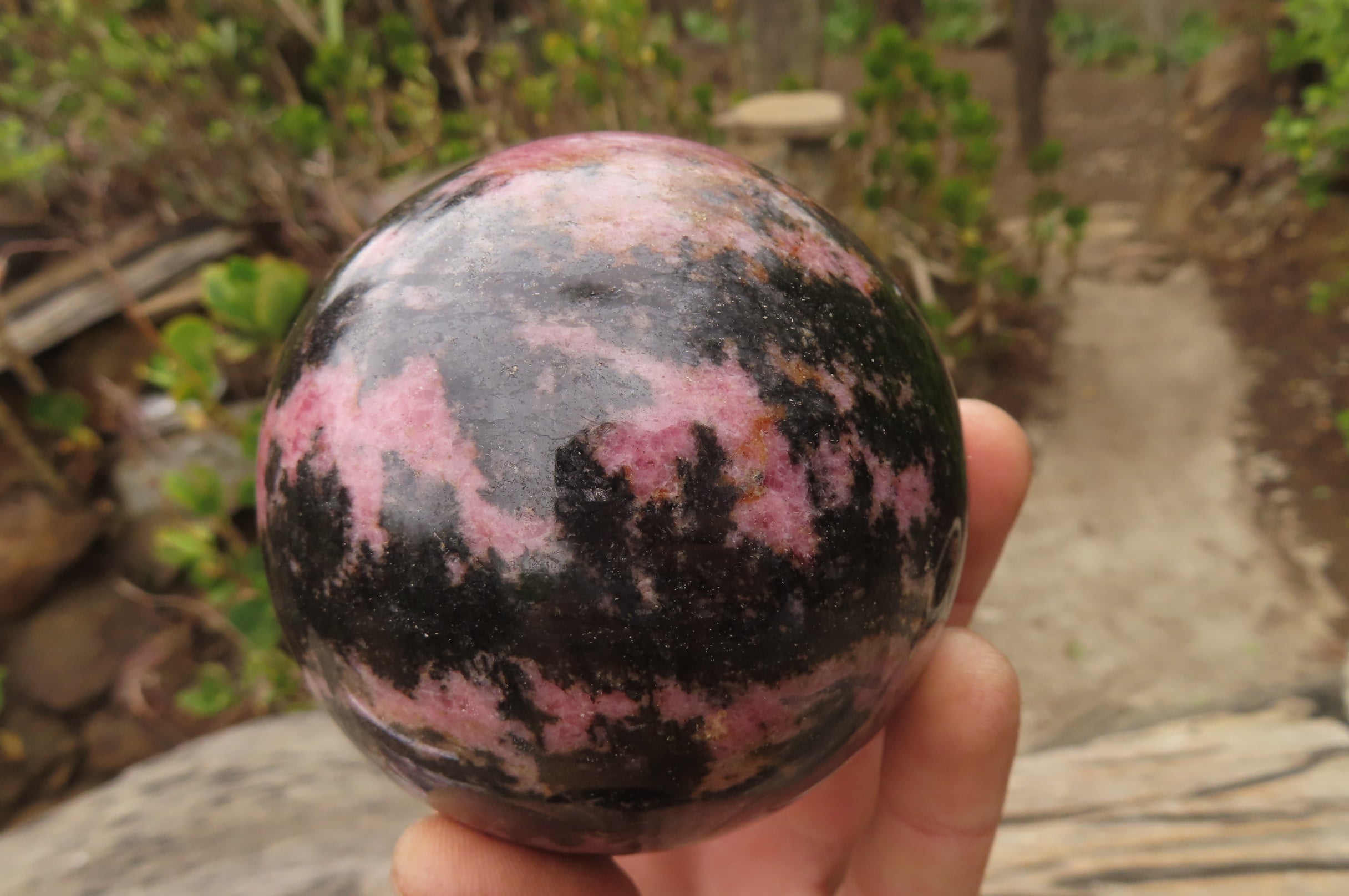 Polished Rhodonite Sphere-Ball x 2 From Ambindavato, Madagascar - Toprock Gemstones and Minerals 
