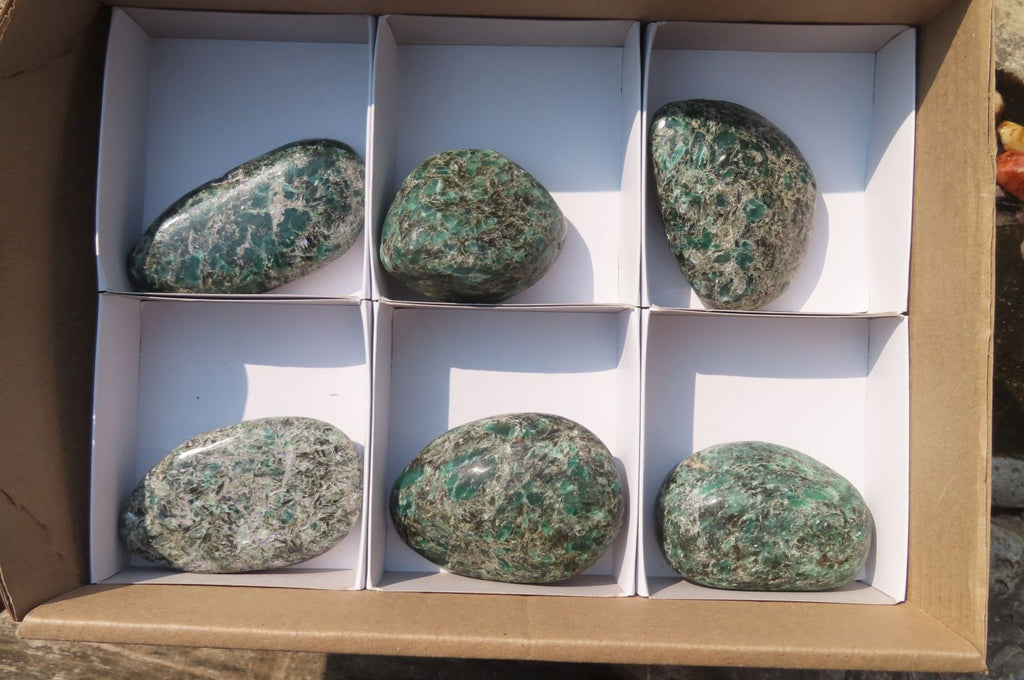 Polished Rare Emerald Mica In Matrix Free Forms x 6 From Mutoko, Zimbabwe - Toprock Gemstones and Minerals 