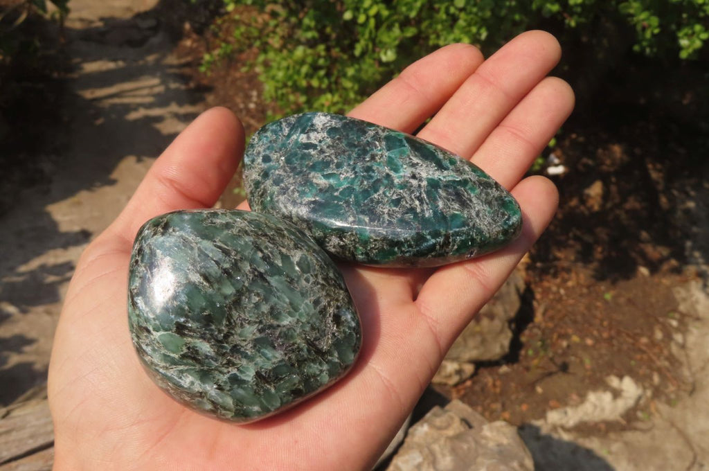 Polished Rare Emerald Mica In Matrix Free Forms x 6 From Mutoko, Zimbabwe - Toprock Gemstones and Minerals 
