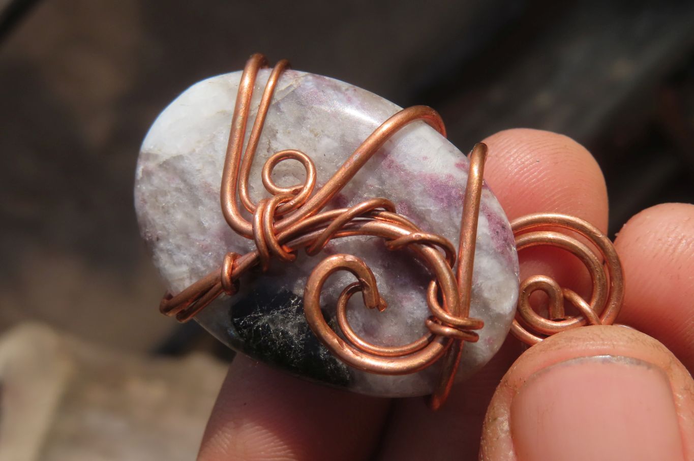 Polished Mixed Copper Wire Wrapped Pendants x 6 From Southern Africa - Toprock Gemstones and Minerals 