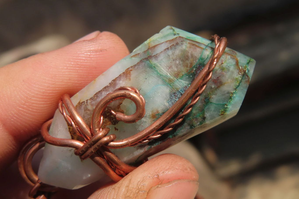 Polished Mixed Copper Wire Wrapped Pendants x 6 From Southern Africa - Toprock Gemstones and Minerals 