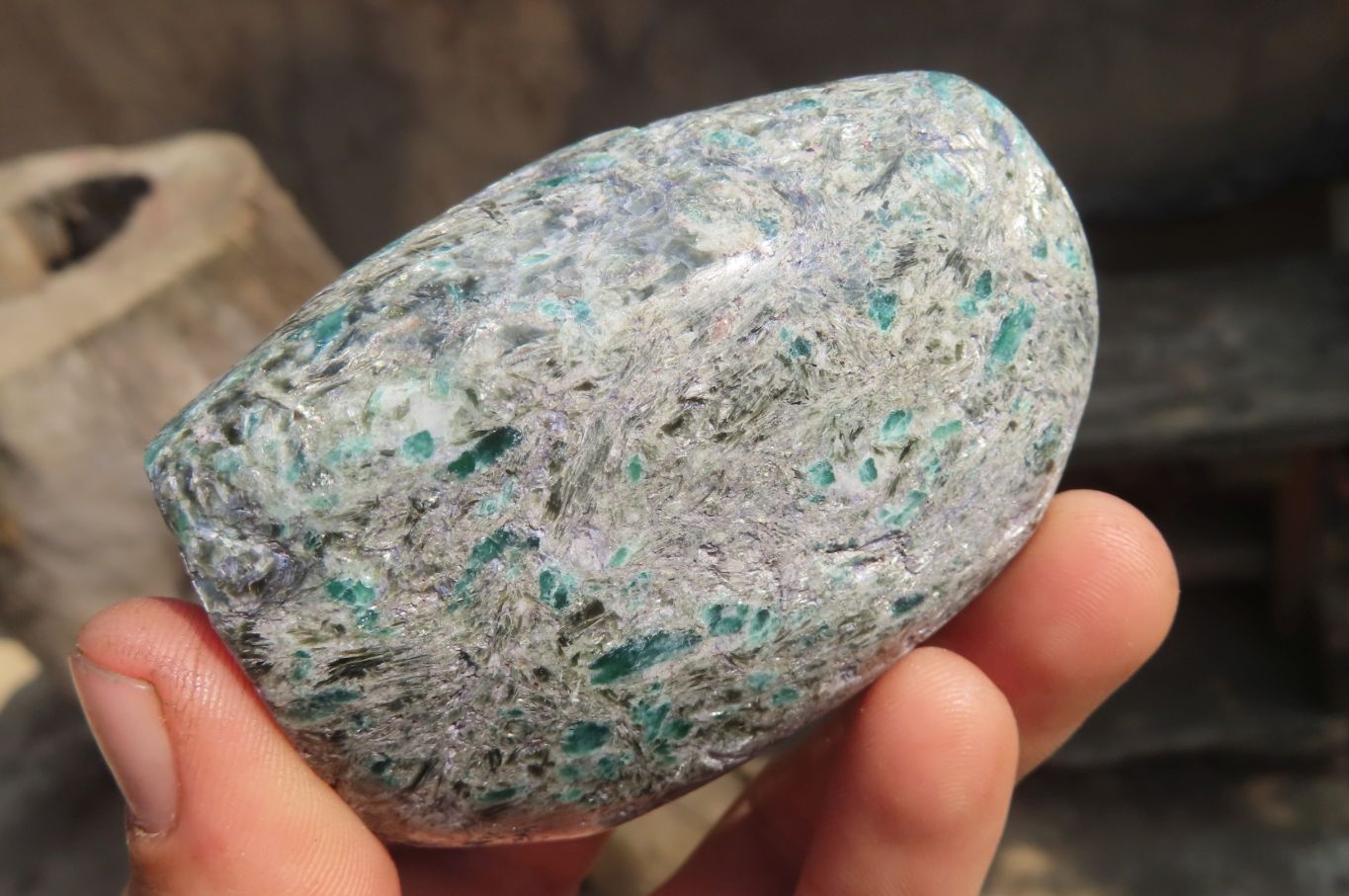 Polished Rare Emerald Mica In Matrix Standing Free Forms x 6 From Mutoko, Zimbabwe - Toprock Gemstones and Minerals 