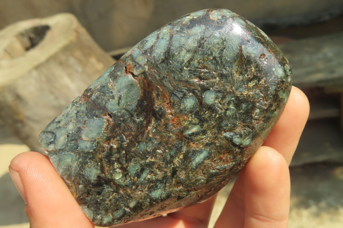 Polished Rare Emerald Mica In Matrix Standing Free Forms x 6 From Mutoko, Zimbabwe - Toprock Gemstones and Minerals 