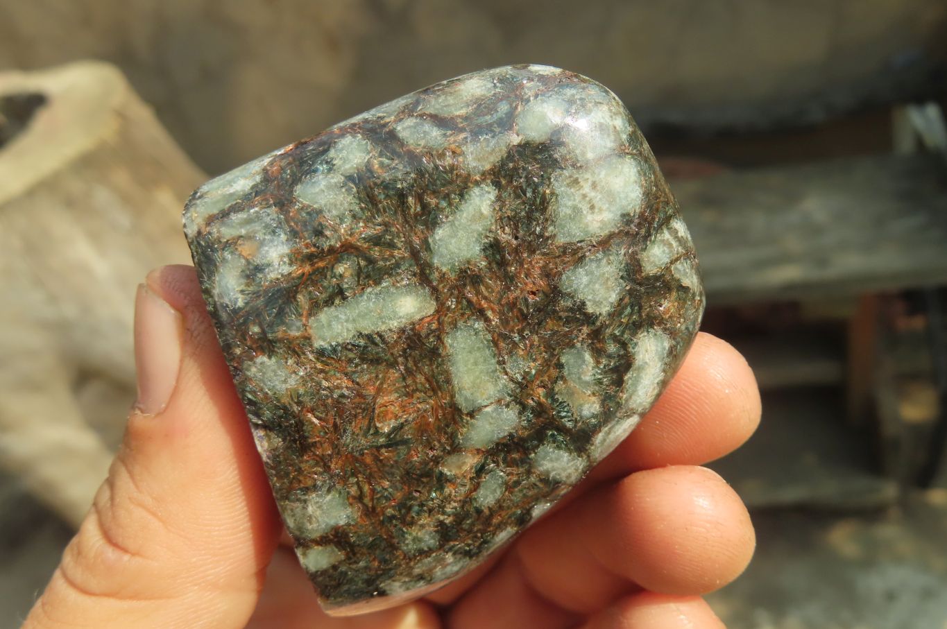 Polished Rare Emerald Mica In Matrix Standing Free Forms x 6 From Mutoko, Zimbabwe - Toprock Gemstones and Minerals 