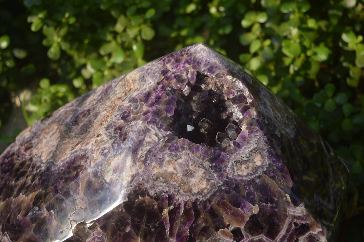 Polished Chevron Amethyst Point With Geode Vugs x 1 From Zambia - Toprock Gemstones and Minerals 