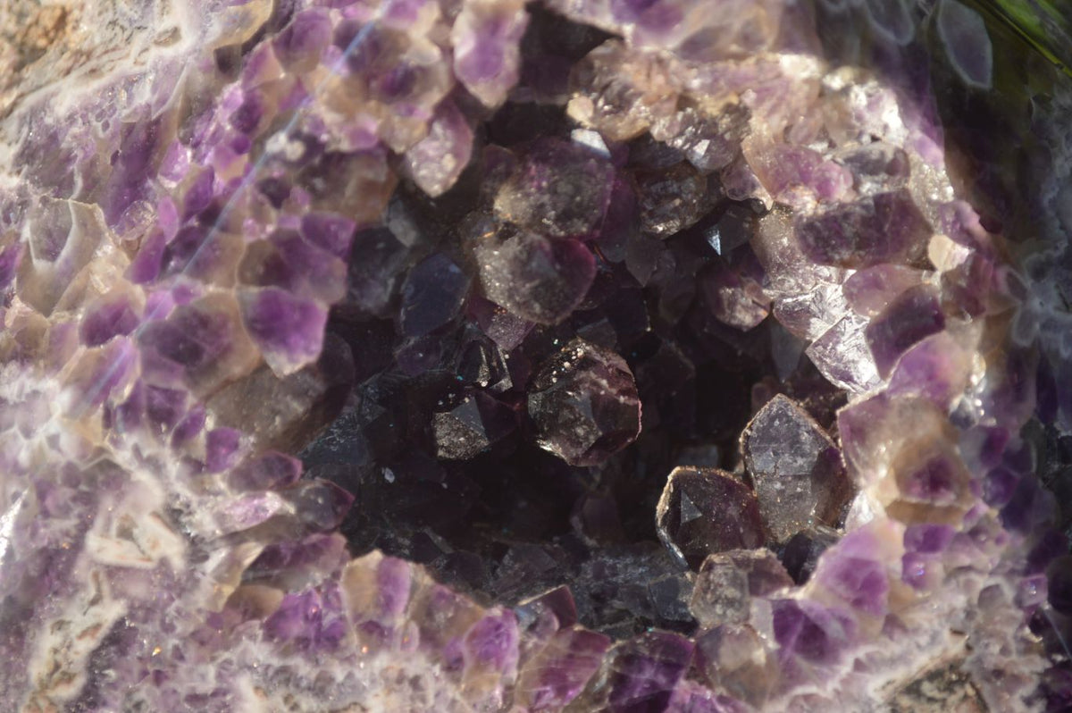 Polished Chevron Amethyst Point With Geode Vugs x 1 From Zambia - Toprock Gemstones and Minerals 